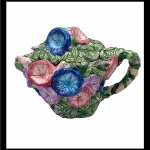 Beautiful Majolica Floral Teapot